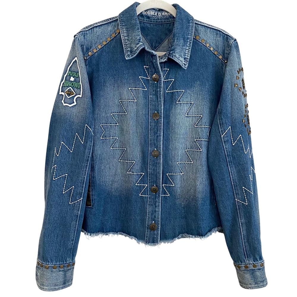 Double D Ranch PLUS Boho Western Desert Dry Goods Embroidered Jean Jacket Sz 1X - Picture 2 of 12